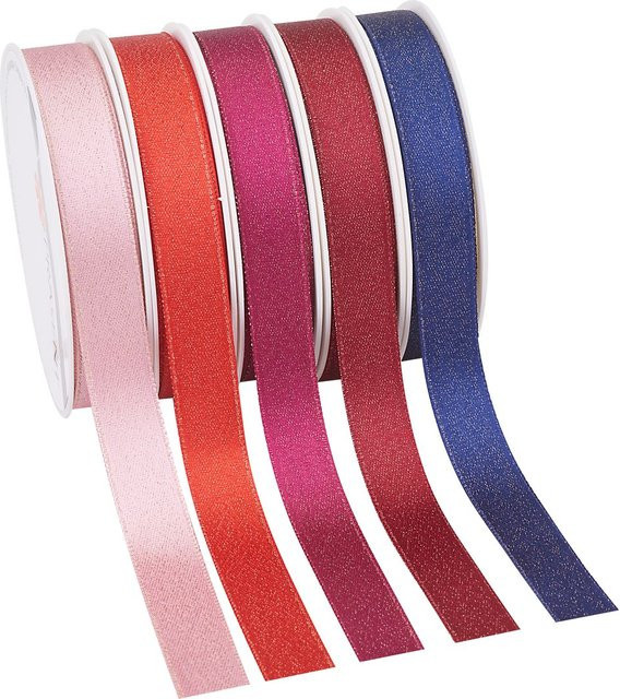 Glitzerndes Satinband Multicolor für winterliche Dekoration aus Polyester - Bild 1
