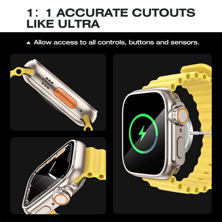 DLHUMI Sichtschutzhülle aus gehärtetem Glas für Apple Watch, Schwarz, Unisex - Bild 4