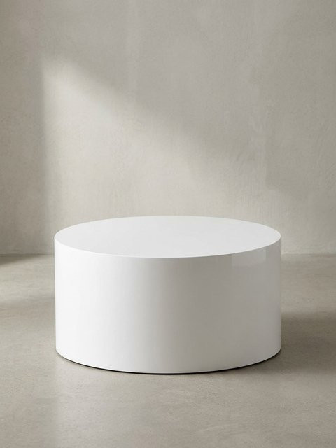 KADIMA DESIGN Couchtisch rund in Weiß Hochglanz mit modernem Design, Durchmesser: 60 cm, Höhe: 30 cm - Bild 1