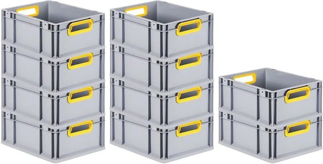 PROREGAL Spar Set 10x Eurobox Nextgen Color Transportboxen mit Griffen, Gelb, H x B x T: 17 x 30 x 40 cm, 16 Liter - Bild 1