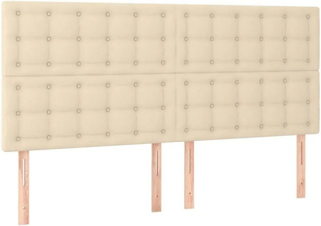 vidaXL LED Kopfteil in Creme mit USB-Ladeport und integrierter Beleuchtung, Stoff, B: 180 cm, H: 128 cm, T: 5 cm - Bild 1