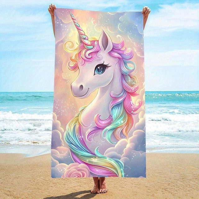 Strandtuch mit Einhorn-Muster von Dalangpa in Beige, Breite: 30 cm, Höhe: 60 cm - Bild 1