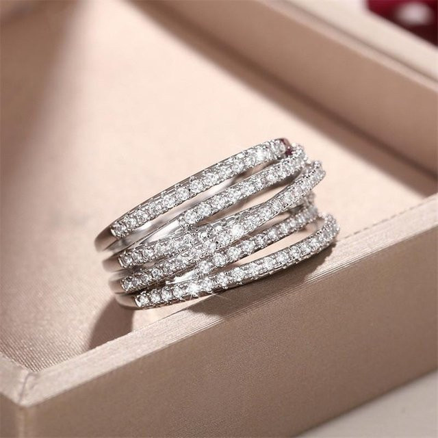 YIRAN Jewelry Fingerring, Kupfer, Silber, Zirkonia, Damen - Bild 1