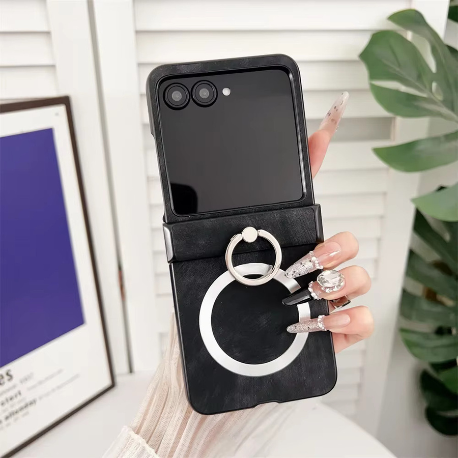 Luxuriöse PU-Leder Handyhülle für Motorola Razr in Blau mit Ringhalter und Scharnierschutz - Bild 3