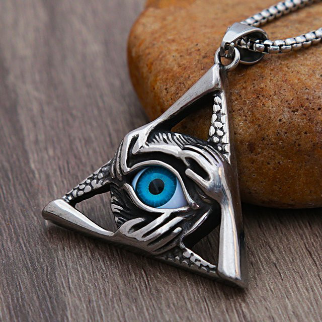 NORTHMAN Halskette, Evil Eye Anhänger, Edelstahl, Silber, Herren - Bild 1