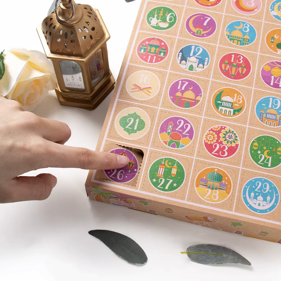 Cyuan Ramadan Adventskalender Set mit 30 Countdown-Schubladen, 4 Stück, Mehrfarbig, aus Wellpappe für Kinder - Bild 3