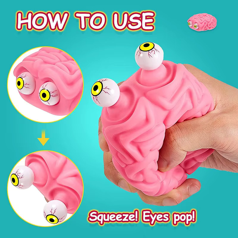 GUEN Flippy Brain Squishy Eye Popping Squeeze Fidget Splat Spielzeug in Pink zur Stresslinderung und Förderung der Konzentration - Bild 2