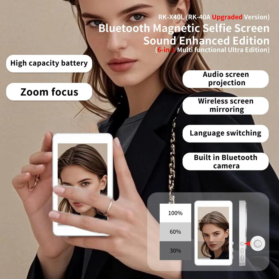 Magnetischer kabelloser Selfie-Monitor für iPhone und Android, 3,94 Zoll HD-Erweiterungsdisplay für Rückkamera, Vlog und Live-Videoaufzeichnung, Grau - Bild 3