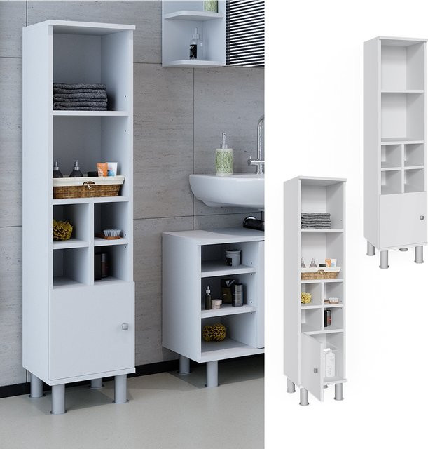 Vicco Badschrank Fynn Midischrank Weiß B: 30 cm, H: 130 cm - Bild 1