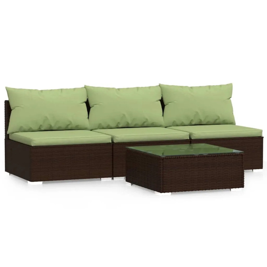 vidaXL 4-tlg Garten-Lounge-Set aus Poly Rattan mit Kissen in Braun - Bild 2