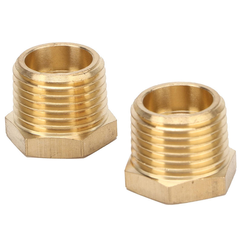 Meterk Messing Rohr-Schlauch-Adapter Set 2 Stück, Hex Minderer Buchse, 12 NPT Männlich zu 14 NPT Weiblich, Farbe: Gold - Bild 2