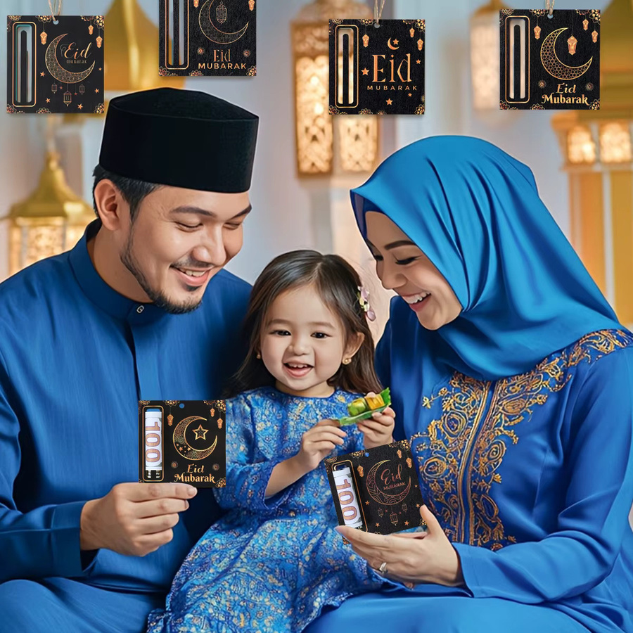 Huiran Eid Mubarak Holz Geldklammer und Kartenhalter für Ramadan und Eid Al-Fitr Dekoration - Bild 5