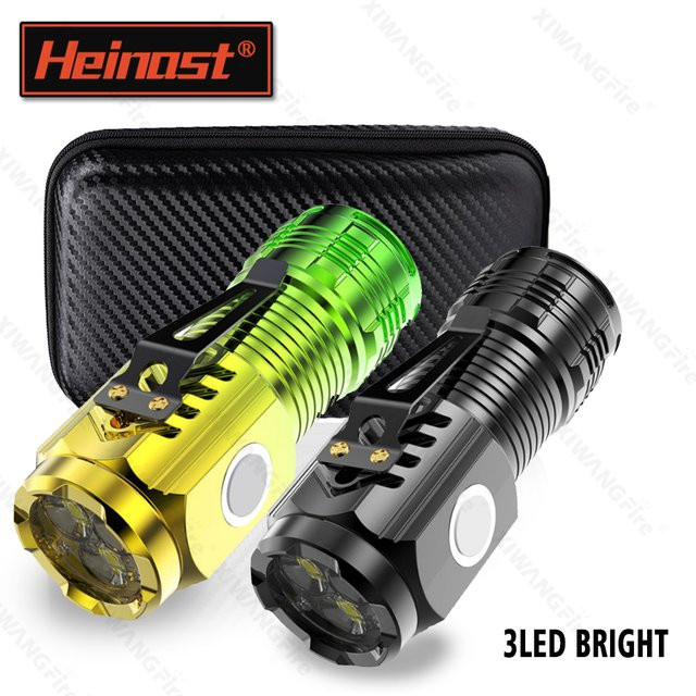 Heinast Multifunktionale 3LED-Mini-Taschenlampe aus Aluminium mit Kappen-Clip und wiederaufladbarem Akku - Bild 1