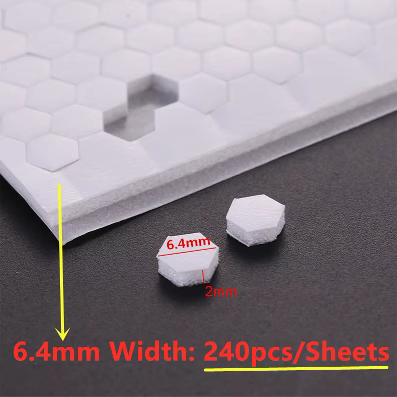 Doppelseitige 3D-Schaumpunkte in Sechseckform für Scrapbooking und DIY-Bastelbedarf, Farbe: Weiß, Dicke: 2 mm, Breite: 6,4 mm und 10 mm - Bild 2
