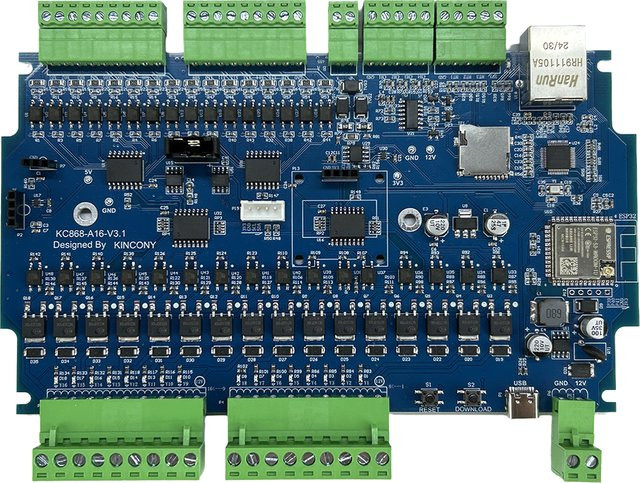 KinCony KC868-A16v3 ESP32-S3 16-Kanal-GPIO-Modul in Blau für ESPHome und Home Assistant Smart Home Automation - Bild 1