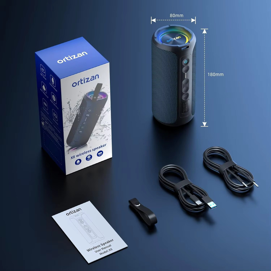 Ortizan Bluetooth-Lautsprecher mit 40 W, tragbarer TWS-Lautsprecher mit Stereo-Sound-Bass, Bluetooth 5.3, USB Typ C und 6600 mAh Akku - Bild 7