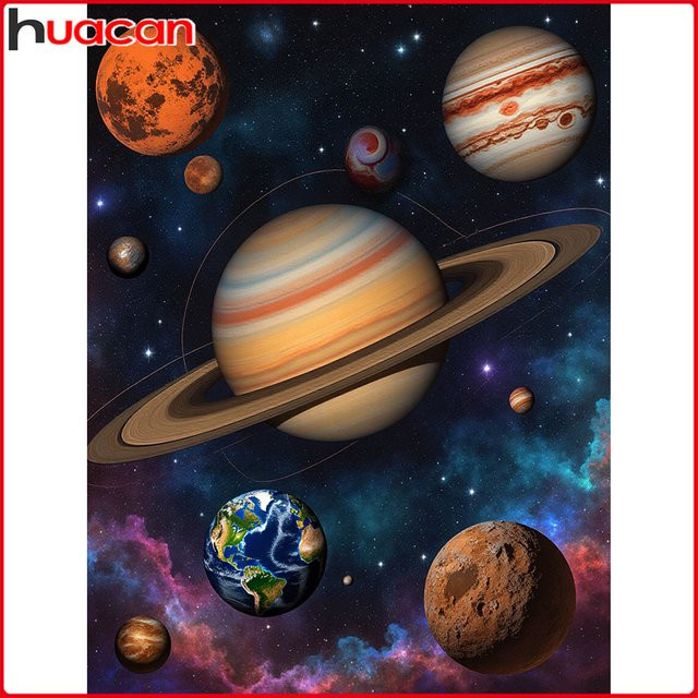 Huacan 5D Diamantgemälde Sternenplanet Landschaft Wanddekoration Multicolour Durchmesser: 30,0 cm - Bild 1