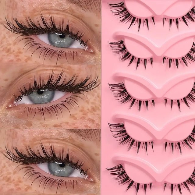 LIMEIKAI Katzenaugen-Wimpern D-Roll, 5 Paar, Pink Box Set - Bild 1