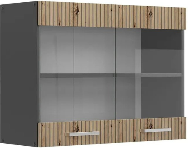 Vicco R-Line Küchen-Glashängeschrank mit Glastüren in Artisan-Eiche und Anthrazit, B: 80 cm, H: 60 cm, T: 31 cm - Bild 1