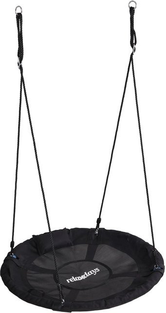 Relaxdays Nestschaukel aus Stahl in Schwarz mit Kissen und Griffen, Durchmesser: 100 cm - Bild 1