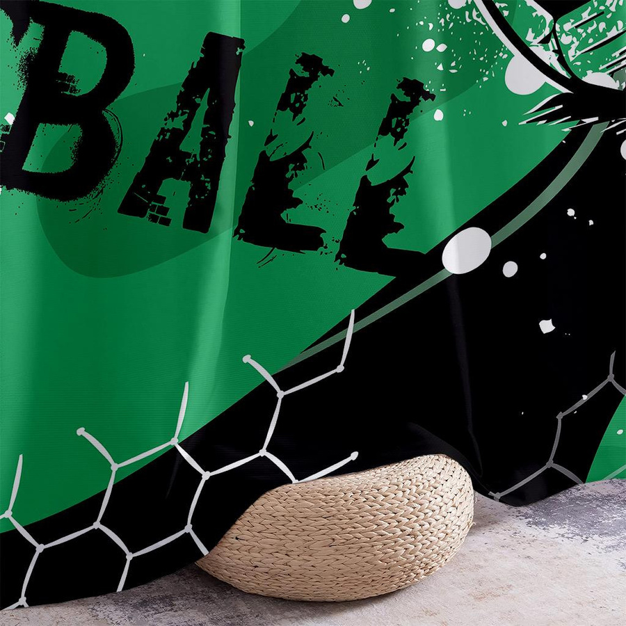 Yiran Furniture Fußball Sport Vorhänge mit Grafikprint, bunt, 2er Set, B: 50 cm, H: 140 cm - Bild 1