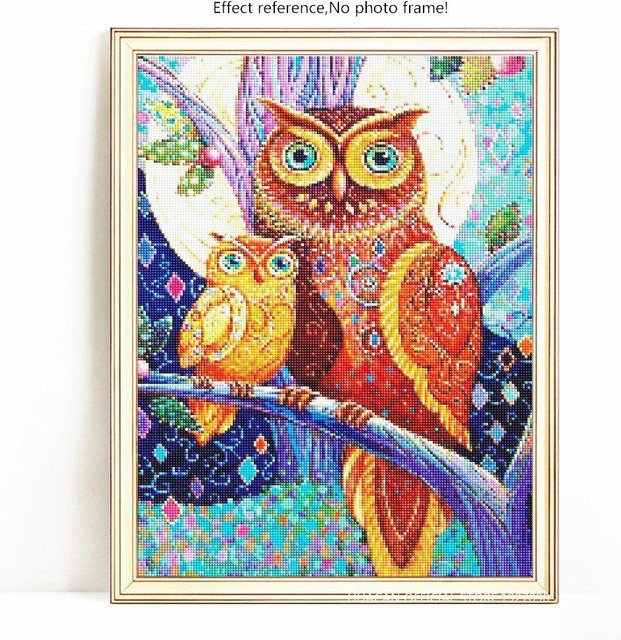 FIYO 5D-Diamant-Gemälde Eule zum Selbermachen, Motiv Tier Illustration in Beige und Multicolour, B: 30 cm - Bild 1