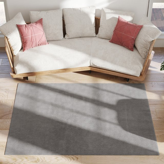HOMCOM Langflor Teppich aus Kunstfell in Hellgrau, rutschfest und maschinenwaschbar, B: 160 cm, T: 120 cm - Bild 1