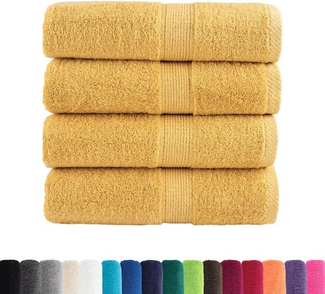 vidaXL Premium Waschhandtücher SOLUND, 4 Stück, Gold, B/H: 30 x 30 cm, 600 g/m², Baumwolle Frottier mit Aufhängeschlaufe und OEKO-TEX Standard 100 - Bild 1
