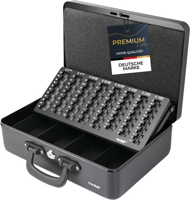 HMF Geldkassette Münzzählbrett mit 2 Tragegriffen, Schwarz, B/T/H: 36 x 25 x 11 cm - Bild 1