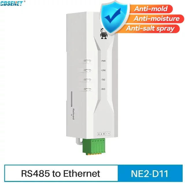 CDSENET NE2-D11 Ethernet Serial Port Server für RS485 RS232 RS422 zur DIN-Schiene Installation, Farbe: Weiß - Bild 1