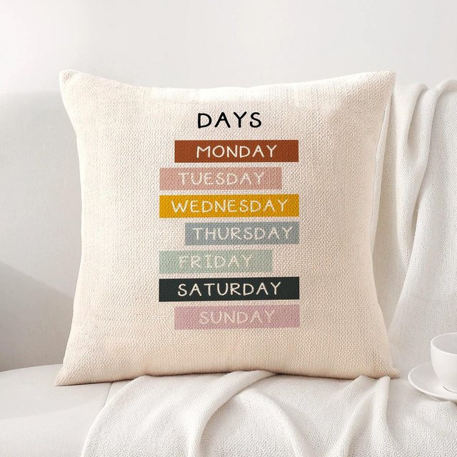 GUOYU HOMEDECOR Kissenbezug aus Bio-Leinen in Beige mit englischem Grafik-Print, B/T/H: 30 x 30 x 0 cm - Bild 1