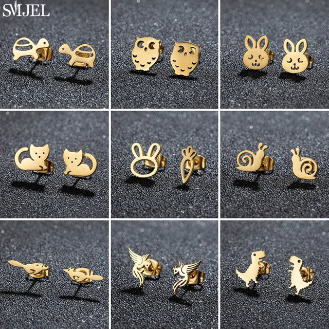 SMJEL Ohrstecker Edelstahl, Gold, Damen, minimalistisch - Bild 1