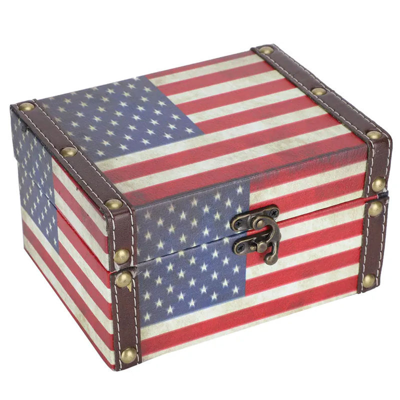 Neoglint Schmuckaufbewahrungsbox im Vintage-Stil als Schatztruhe aus Holz und Leder, mehrfarbig gestreift - Bild 7