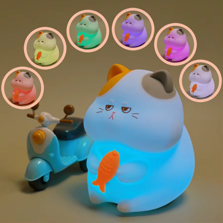 GGBEE Kitty LED-Nachtlicht aus Silikon in Weiß, wiederaufladbare Katzen-Tischlampe mit Touch-Funktion für Kinderzimmer und Schlafzimmer - Bild 2