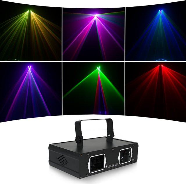SHEHDS 2-Kopf RGB Laserlicht DMX512 Scan-Projektor in Schwarz für DJ, Party und Disco - Bild 1