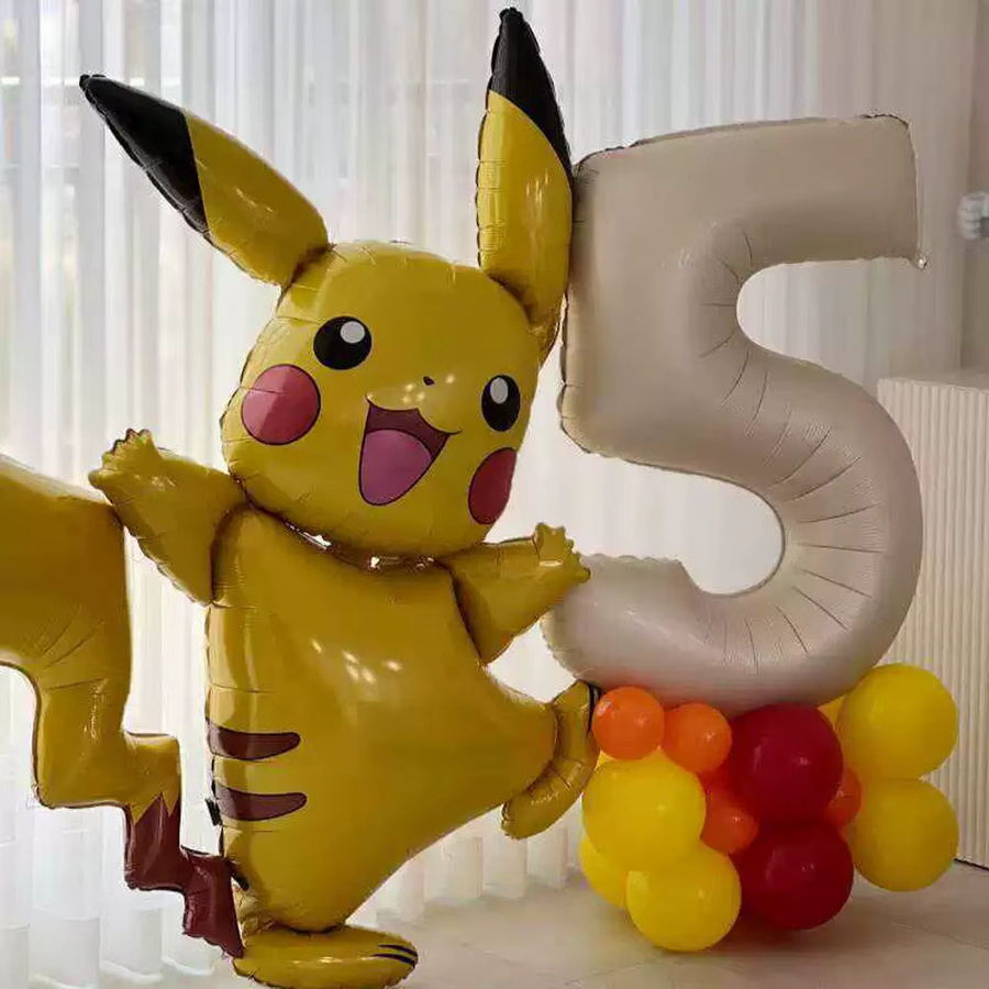 Potdemiel Pokemon Partyballons Pikachu und Charmander für Kinder Geburtstagsdekoration in Gelb - Bild 3