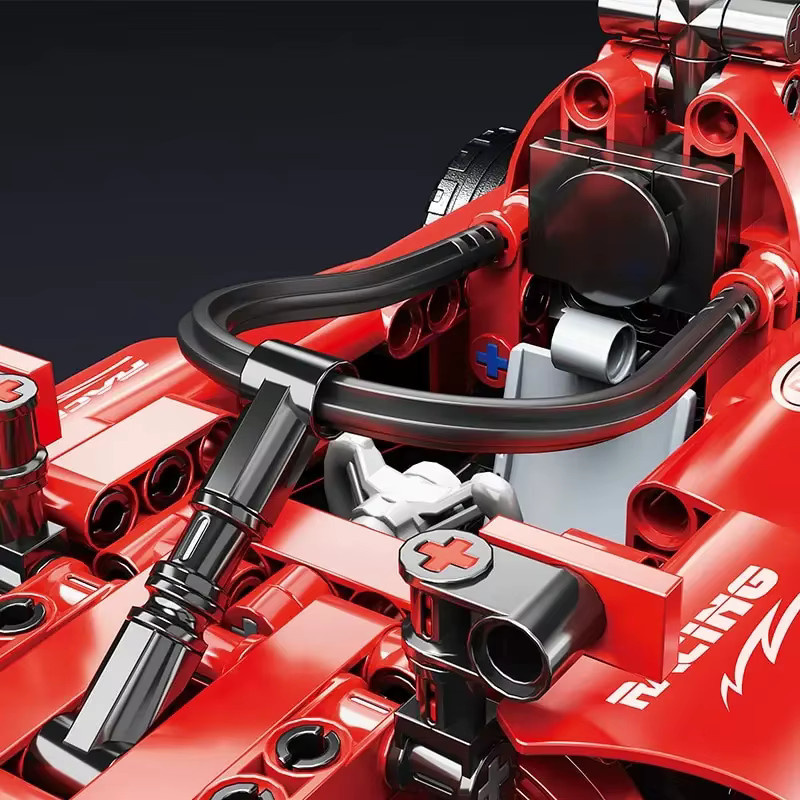 FUNXINEE F1 Racing Auto Bausteine Set, Rotes MOC Modell Kit DIY Montage Ziegel, Kreatives Pädagogisches Spielzeug für Kinder - Bild 3