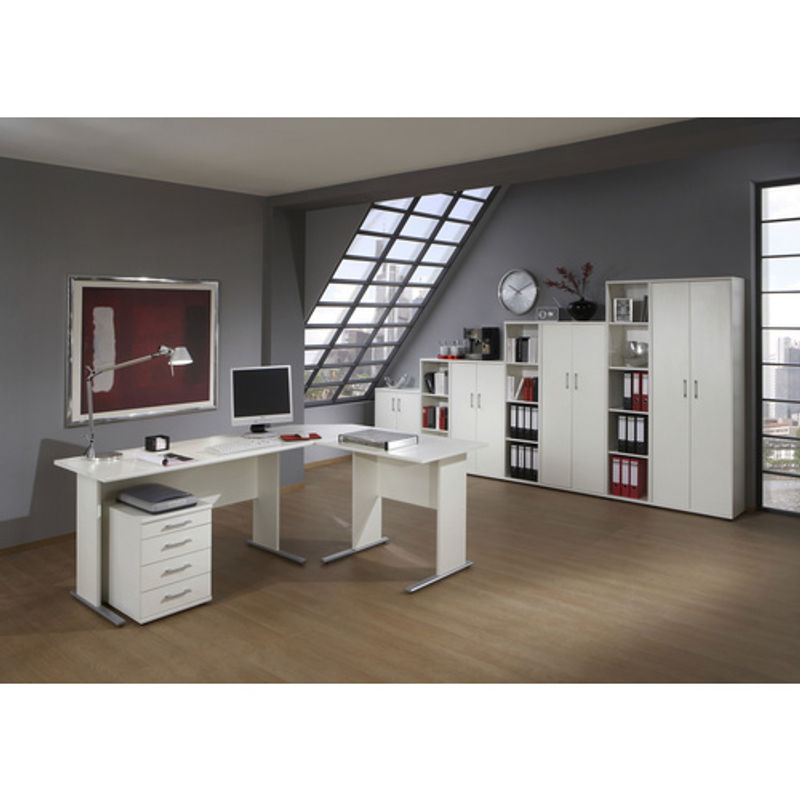 SCHILDMEYER Schreibtisch Serie 200 in Weiss, B/T/H: 140 x 65 x 74,2 cm - Bild 2
