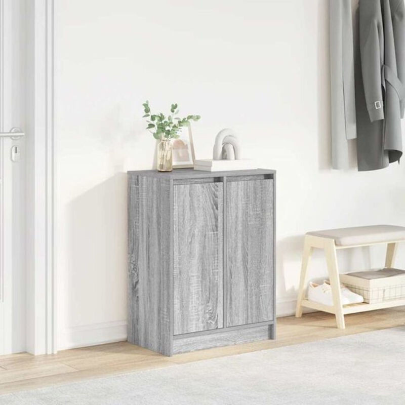 Schuhschrank Vidaxl in Grau Sonoma aus Holzwerkstoff mit Drehtüren, B/T/H: 57 x 34 x 76 cm - Bild 1