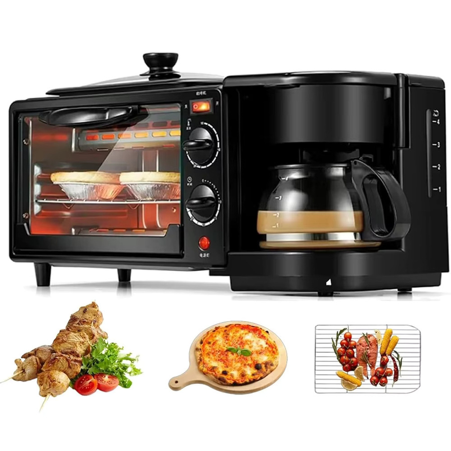 HGTUGO 3-in-1 Frühstücksmaschine in Schwarz mit Isolierbehälter, Kaffeemaschine und Backgerät für Kuchen, Steak oder Wurst - Bild 3