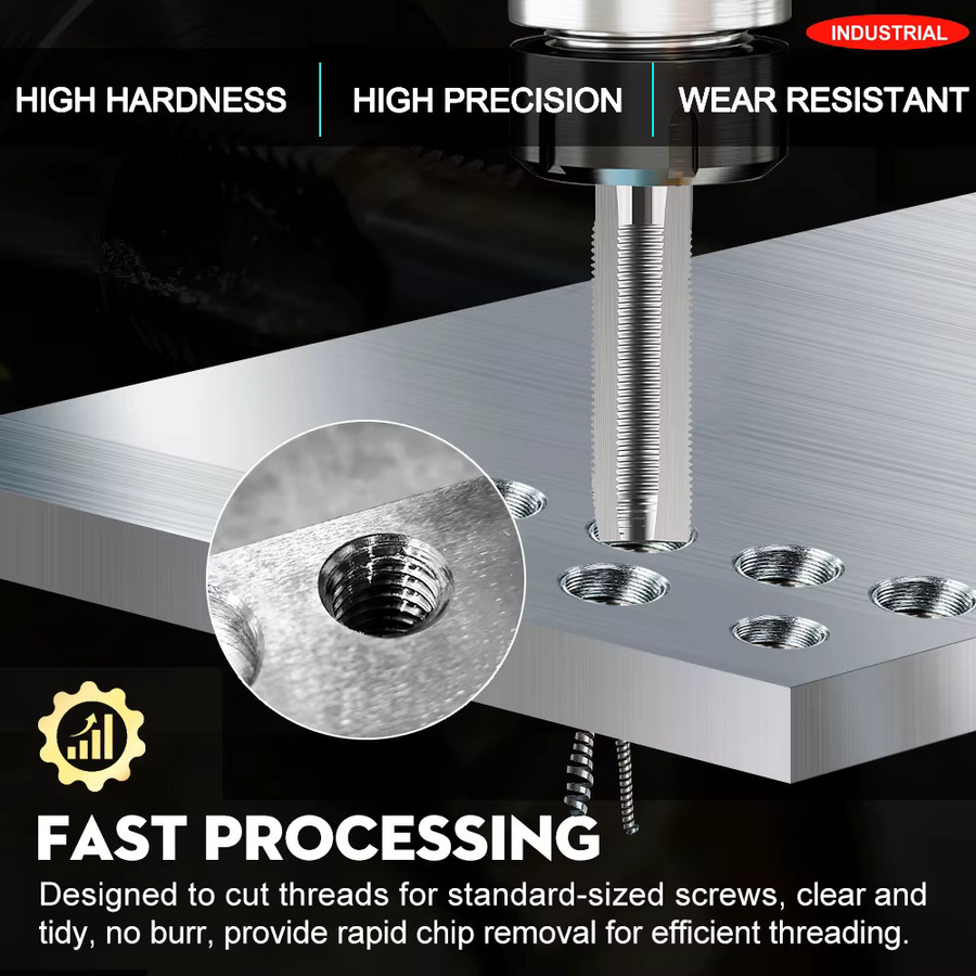 CMCP HSS Metrisches Gewindebohrer Set Rechtsgewinde mit gerader Nut in Silber für M4 bis M10 - Bild 2