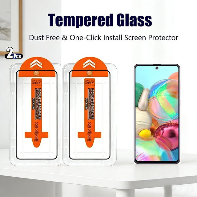 2 Stück HD-Displayschutzfolie aus gehärtetem Glas für Samsung Galaxy A51 A71 A21S A20 A20S A50 A50S A30 A30S, transparent, staubdichte Installation - Bild 1