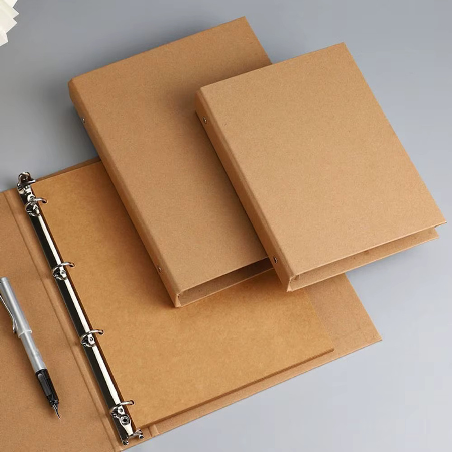 Vintage Kraftpapier-Ordner A4 mit Clip und Ringmechanik in Braun - Bild 3