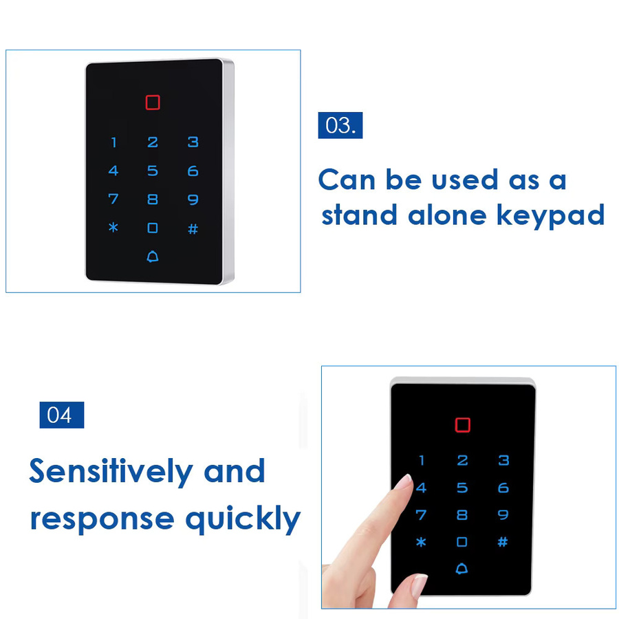 LUCKING DOOR Wasserdichtes Touch-Zutrittssystem mit WLAN-Unterstützung, Tuya App, Hintergrundbeleuchtetem Tastenfeld, RFID-Kartenleser und Wiegand 26 I/O, Schwarz - Bild 3