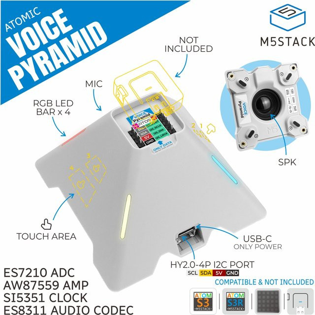M5Stack Voice Pyramid Smart Speaker Basis ohne M5Atom - Bild 1
