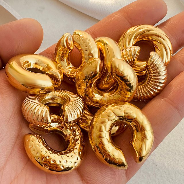 amofa Ohrmanschetten, Edelstahl, Gold, Damen - Bild 1