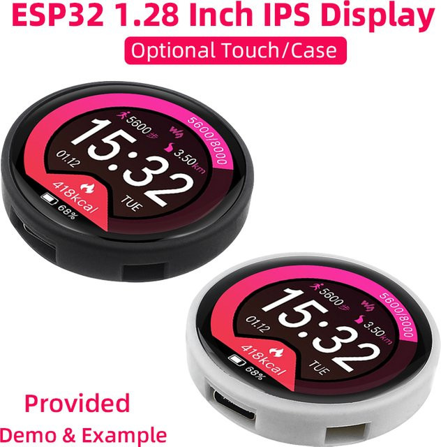 SHCHV ESP32 C3 LVGL Entwicklungsboard mit 1,28 Zoll IPS LCD TFT Smart Display Modul, WiFi und Bluetooth, Schwarz - Bild 1