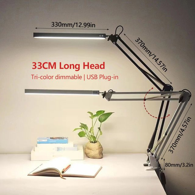 ASCELINA LED-Schreibtischlampe Schwarz, dimmbar und verstellbar, moderne Tischleuchte für Home Office und professionelle Aufgaben, Höhe: 33 cm - Bild 1