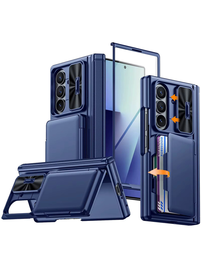 BANGZAO Schutzhülle für Galaxy Z Fold 7 mit integriertem Ständer und Displayschutz, Blau - Bild 6