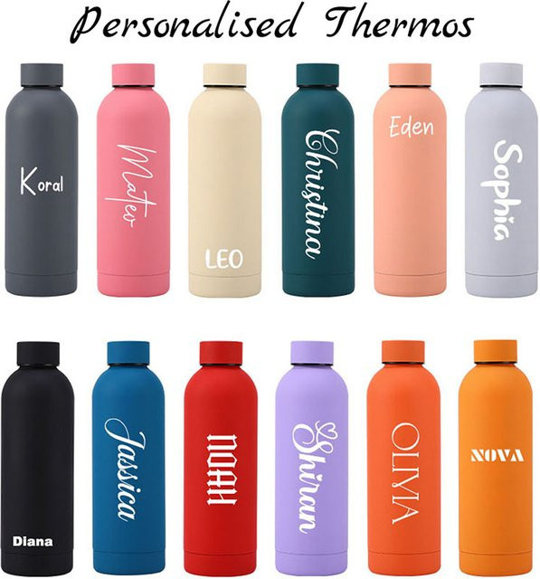 Feeyue Thermoskanne aus Edelstahl mit individuellem Logo, Isolierflasche für Outdoor und Sport, Pink, 500 ml oder 750 ml - Bild 1